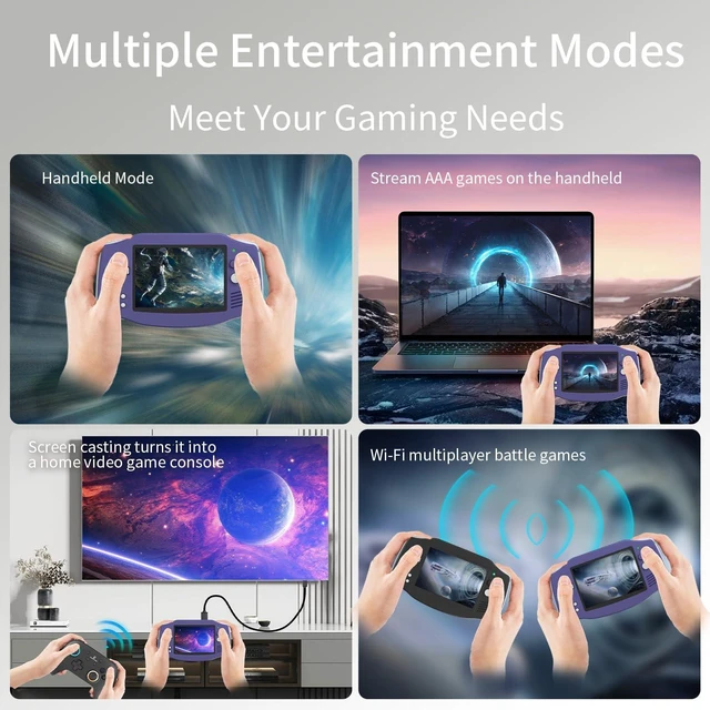 Alt view image 9 of 12 - RG34XX Retro Handheld Game Consoles Classic Retro Gaming Console 64G Card Preloaded Games 5000+ rg34xx Portable Gaming Console Linux 64-bit 3500mAh Battery WiFi Bluetooth HD and TV Output Indigo