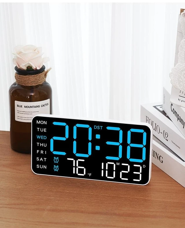 Alt view image 8 of 9 - SOEWIOU Frameless Digital Clock 6659 Multifunctional Wall & Desk Clock, Minimalist Digital Display Wall Clock for Living Room