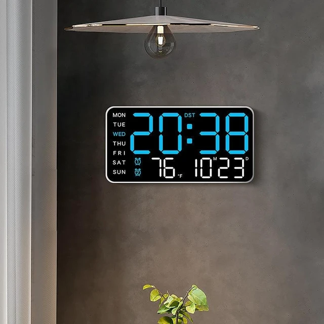 Alt view image 9 of 9 - SOEWIOU Frameless Digital Clock 6659 Multifunctional Wall & Desk Clock, Minimalist Digital Display Wall Clock for Living Room