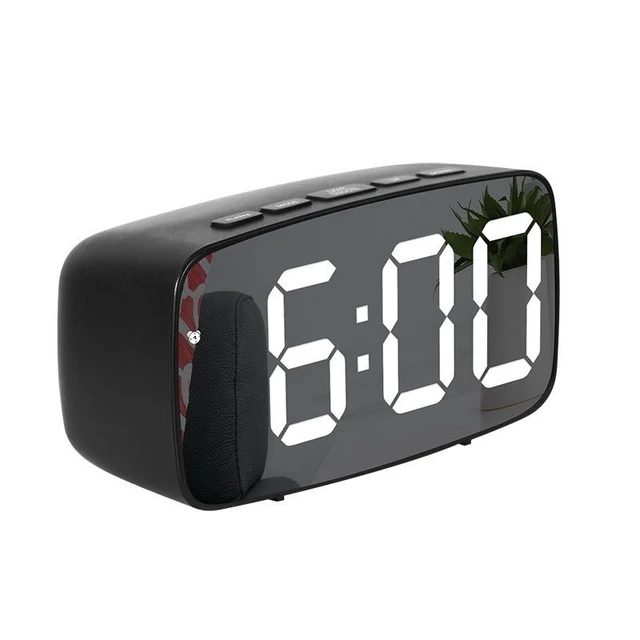 Alt view image 3 of 3 - SOEWIOU LED Mirror Electronic Alarm Clock, Fashion Silent Clock for Student Dorm, European Creative Multi-Function Desk Clock