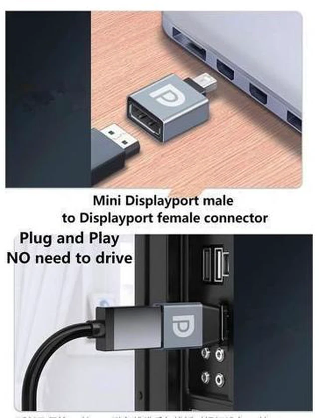 Alt view image 10 of 14 - Mini Displayport to Displayport Adapter Converter 8K@60Hz Mini DP Male to DP 1.4 Female Adapter DP to Mini DP Extender for Laptop PC TV Monitor