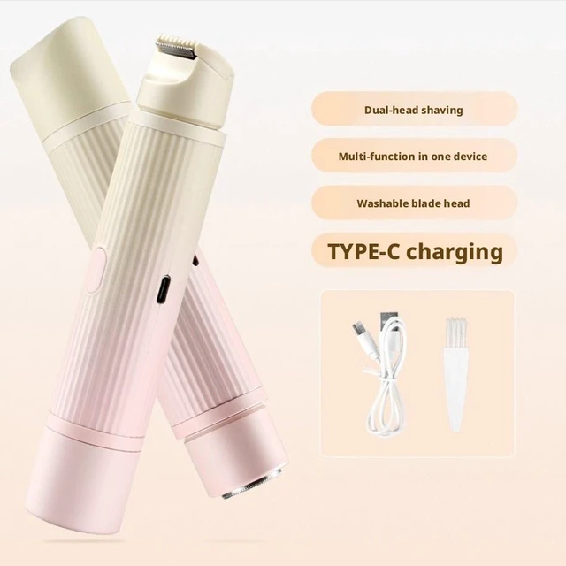 Alt view image 7 of 9 - SOEWIOU Women's 2-in-1 Hair Trimmer, Dual-Head Electric Body Shaver, Wet & Dry Hair Removal Tool for Legs, Arms, Underarms & Bikini Line, Gradient Pink Striped Design