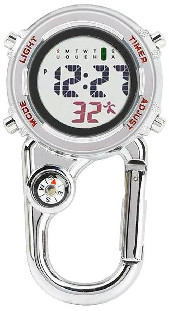 Alt view image 6 of 10 - SOEWIOU Multifunctional Mountaineering Pocket Watch, Waterproof Luminous Digital Hanging Watch, Sports Watch Red