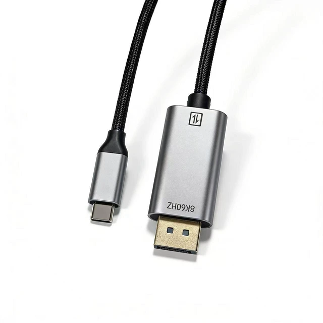 Alt view image 5 of 7 - USB-C to DisplayPort 1.4 Cable 8K@60Hz Video Adapter Cord 32.4Gbps Bandwidth HDR DSC 1.2 VRR/ALLM HBR3 36-bit Braided Shielded Plug and Play For Monitor TV Projector 1M