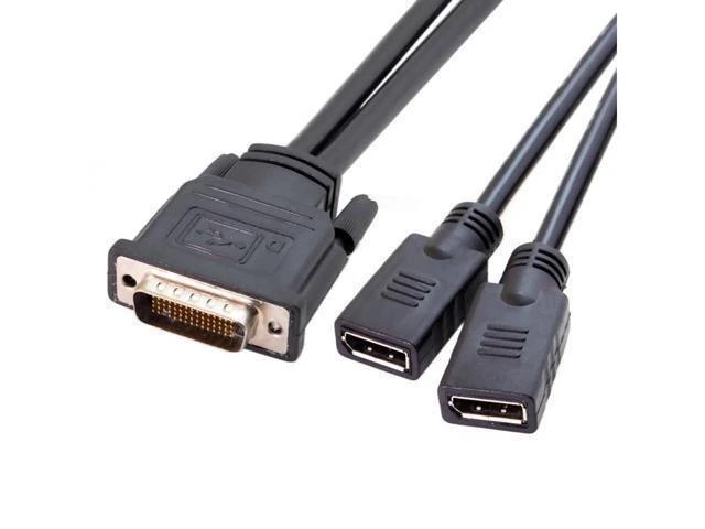Alt view image 4 of 6 - Displayport DP Dual to DMS-59Pin Cable DMS-59Pin Male to Dual DP Displayport Female Splitter Cord for PC Graphics Card
