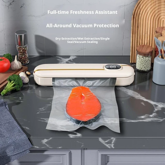 Alt view image 8 of 9 - SOEWIOU Automatic Vacuum Sealer, Household Food Vacuum Packaging Machine, Small Vacuum Sealing Machine for Food Preservation, Gold