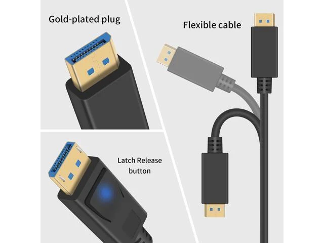 Alt view image 10 of 14 - 90 Degree Mini Displayport to Displayport Cable, Extreme Thin Down Angle Mini Dp Male to DP Male Cable with Gold-Plated for Gaming Monitor 1Ft