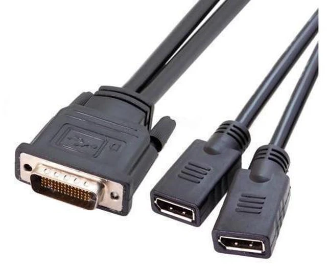 Alt view image 4 of 6 - DisplayPort DP Dual to DMS-59Pin Cable DMS-59Pin Male to Dual DP DisplayPort Female Splitter Cord for PC Graphics Card