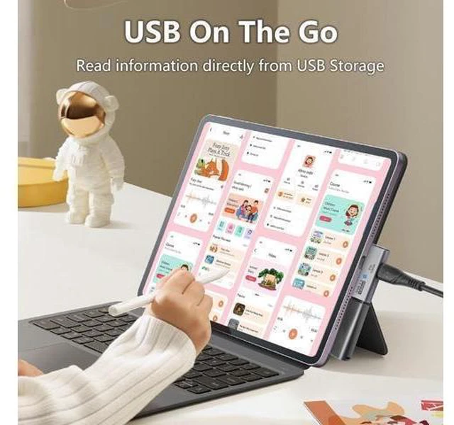 Alt view image 9 of 14 - USB C to USB 3.2 10Gbps Type C to USB A Female OTG Adapter and 100W PD Power Supply Adapter for Laptop Tablet Phone - Grey