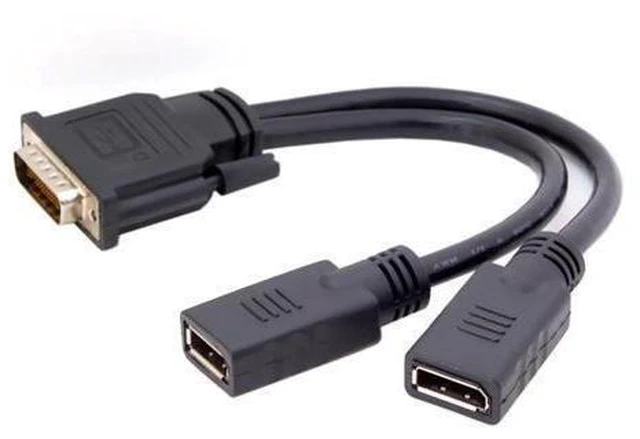 Alt view image 6 of 6 - DisplayPort DP Dual to DMS-59Pin Cable DMS-59Pin Male to Dual DP DisplayPort Female Splitter Cord for PC Graphics Card