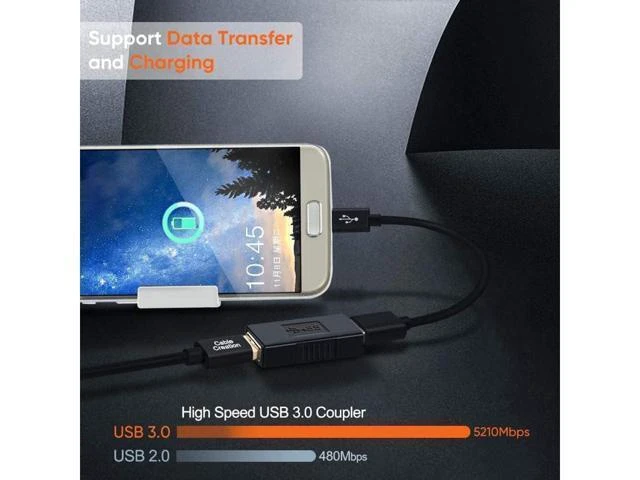 Alt view image 9 of 14 - USB 3.0 Coupler 2 Pack USB 3.0 Type A Female to Female Extension Adapter USB to USB Adapter Black