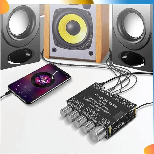 Alt view image 8 of 8 - YS-S100L Bluetooth 5.0 Subwoofer Amplifier Board 2.1 Channel Audio Amplifier Board Module Digital Power Amplifier Board