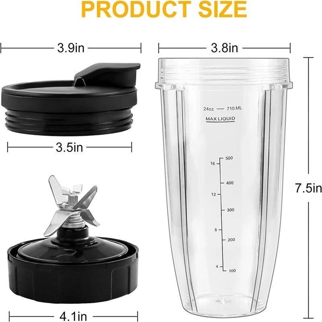 Alt view image 14 of 14 - SOEWIOU Replacement Parts for Nutri Ninja Blender, 32oz Large Cup with Lid & Blade Assembly Kit