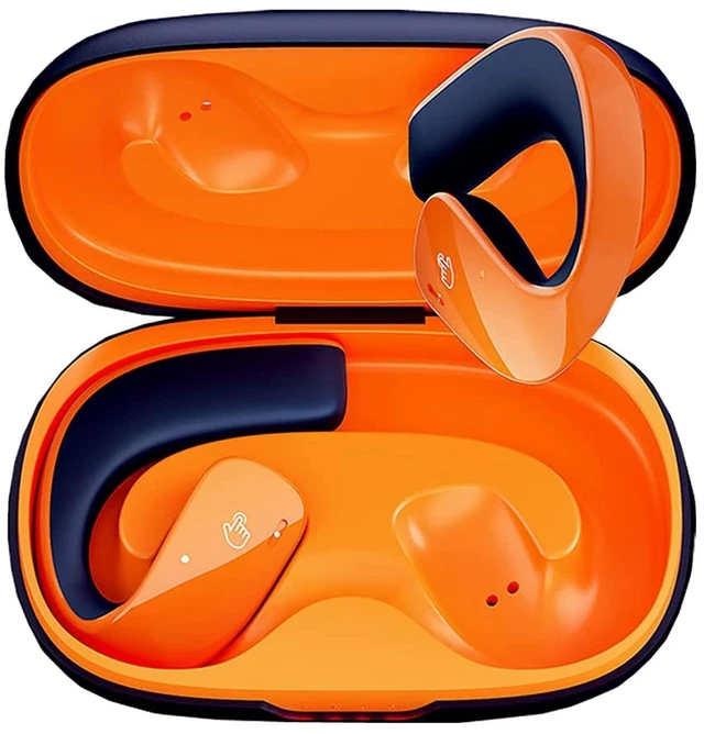 Alt view image 2 of 3 - T22 Open Ear Bluetooth Headphones Wireless Earbuds with 16mm Dynamic Driver Air Conduction ENC Noise Cancellation Touch Control Earphones for Workouts and Daily Use Orange