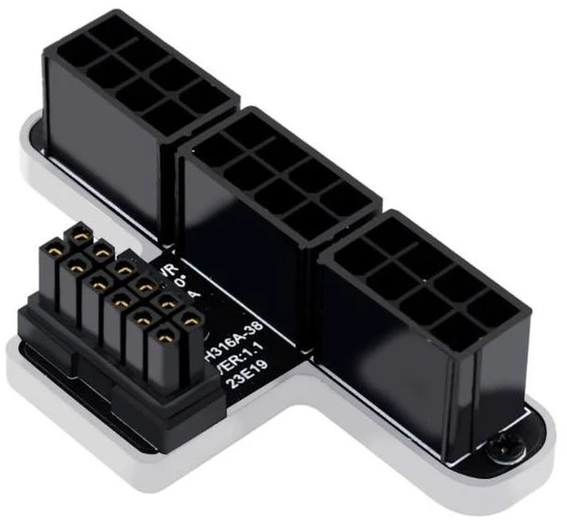 Alt view image 3 of 3 - SOEWIOU ATX3.0 12VHPWR 12+4P 600W 180 Degree Power Adapter Connector Converter for Desktops 3x8P to 40 Series Graphics Card(PH316 38A)