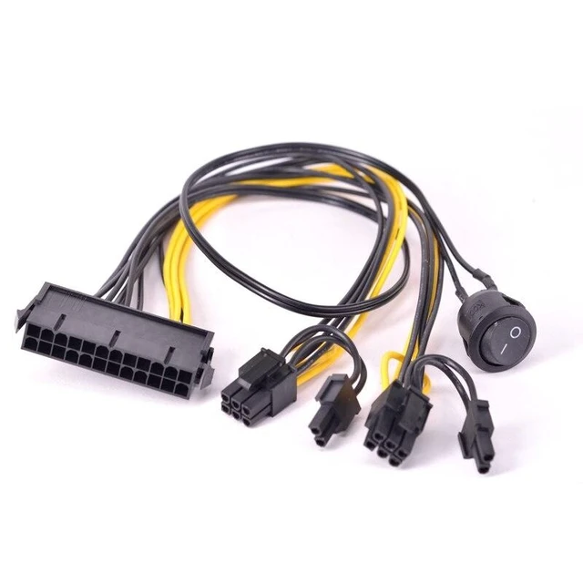 Alt view image 10 of 10 - SOEWIOU 24 Pin to Dual 6+2 Pin 8 Pin with On Off Switch cable ATX 24Pin Female to PCIe Graphics Card 6Pin 8pin Power Supply Cable