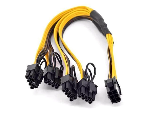 Alt view image 7 of 12 - PCIe GPU 6pin 1 to 4 way 6+2Pin Female to Male Extension Cable PCI-e Graphics card 6Pin to 8pin power supply Port Multiplier