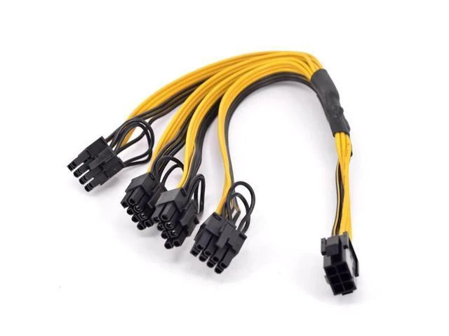 Alt view image 10 of 12 - PCIe GPU 6pin 1 to 4 way 6+2Pin Female to Male Extension Cable PCI-e Graphics card 6Pin to 8pin power supply Port Multiplier