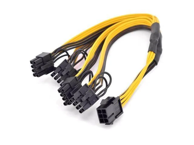 Alt view image 12 of 12 - PCIe GPU 6pin 1 to 4 way 6+2Pin Female to Male Extension Cable PCI-e Graphics card 6Pin to 8pin power supply Port Multiplier