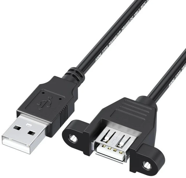 Alt view image 3 of 3 - SOEWIOU USB 2.0 Extension Cable Male to Female with Screw Holes, Panel Mount Chassis Cable for PC Case