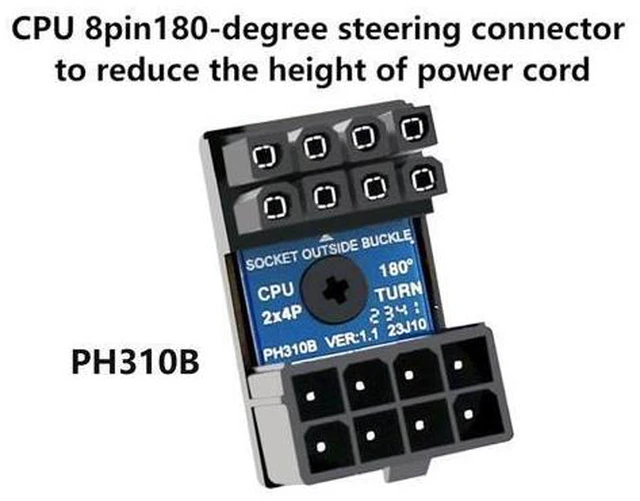 Alt view image 13 of 14 - CPU 8 Pin Power Adapter 180 Degree Steering Connector for Desktop Graphics Card Mainboard to Reduce The Height of Power Cord (PH310B)