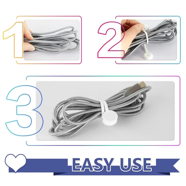 Alt view image 11 of 14 - Reusable Magnetic Cord Ties,Magnetic Cable Ties(10-Pack, White) | Magnetic Cable Organizer,Silicone Twist Ties for Cable Bundling, Organizing, Earphone Cords Wrap,Bookmarks & Fridge Magnets