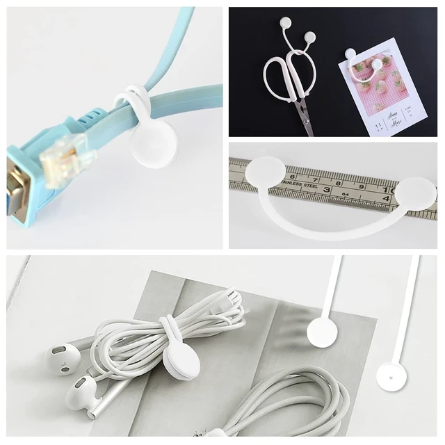 Alt view image 14 of 14 - Reusable Magnetic Cord Ties,Magnetic Cable Ties(10-Pack, White) | Magnetic Cable Organizer,Silicone Twist Ties for Cable Bundling, Organizing, Earphone Cords Wrap,Bookmarks & Fridge Magnets