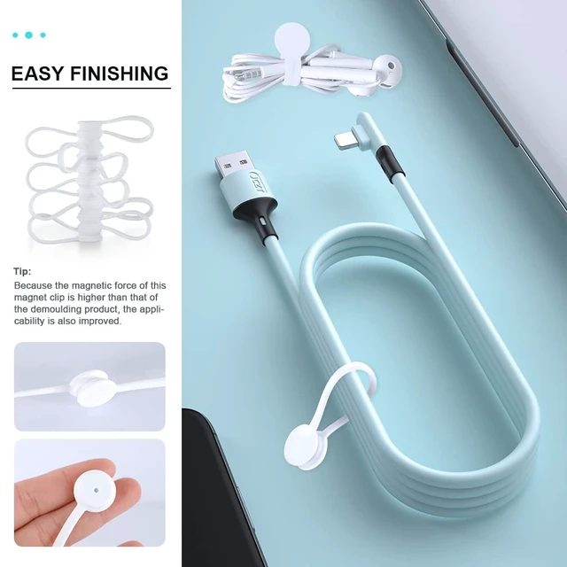 Alt view image 12 of 14 - Reusable Magnetic Cord Ties,Magnetic Cable Ties(10-Pack, White) | Magnetic Cable Organizer,Silicone Twist Ties for Cable Bundling, Organizing, Earphone Cords Wrap,Bookmarks & Fridge Magnets