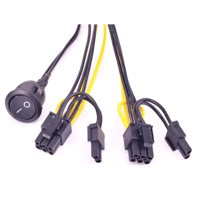 Alt view image 8 of 10 - SOEWIOU 24 Pin to Dual 6+2 Pin 8 Pin with On Off Switch cable ATX 24Pin Female to PCIe Graphics Card 6Pin 8pin Power Supply Cable