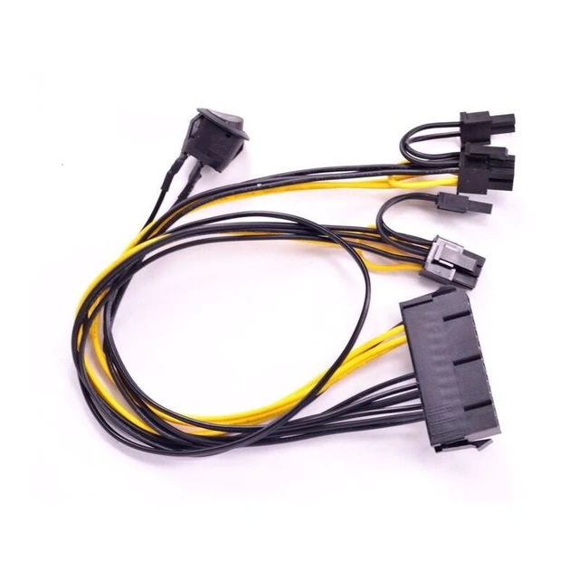 Alt view image 9 of 10 - SOEWIOU 24 Pin to Dual 6+2 Pin 8 Pin with On Off Switch cable ATX 24Pin Female to PCIe Graphics Card 6Pin 8pin Power Supply Cable
