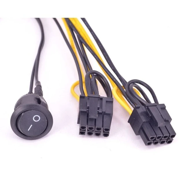 Alt view image 7 of 10 - SOEWIOU 24 Pin to Dual 6+2 Pin 8 Pin with On Off Switch cable ATX 24Pin Female to PCIe Graphics Card 6Pin 8pin Power Supply Cable