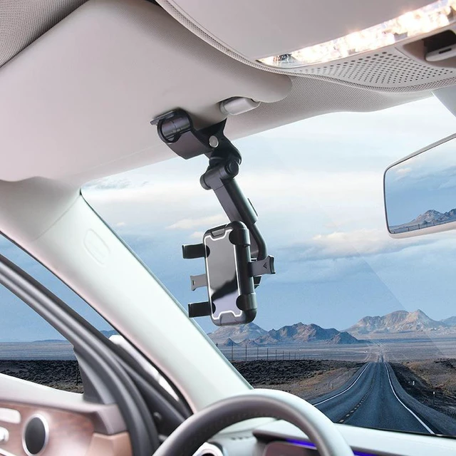 Alt view image 11 of 11 - SOEWIOU Car Rearview Mirror Phone Mount, 360° Rotatable Multi-Function AR Navigation Holder, No View Blocking