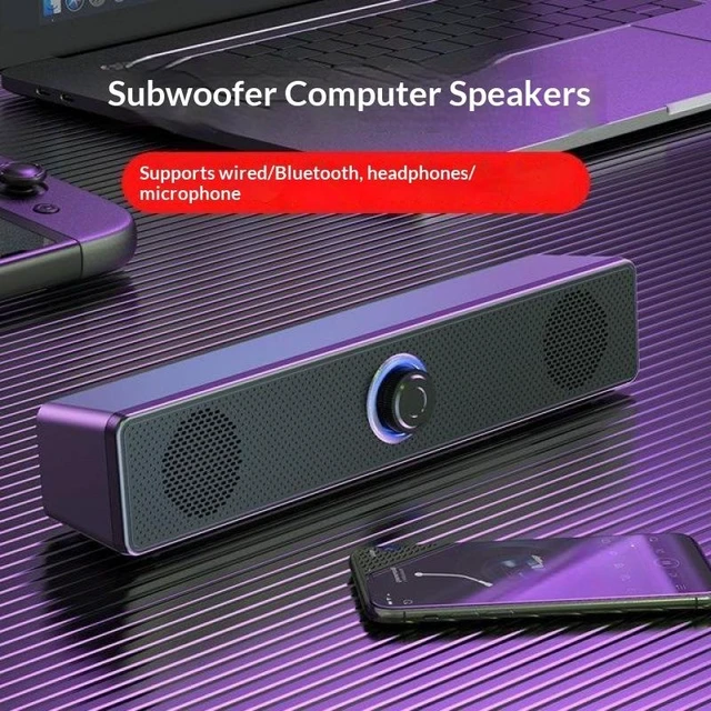 Alt view image 11 of 11 - SOEWIOU Wired & Bluetooth Computer Speakers, Mini Desktop Subwoofer, Portable USB Powered Multimedia Stereo Speaker for PC Laptop Phone