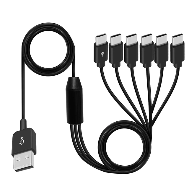 Alt view image 8 of 14 - USB A to USB C Splitter Cable Multi USB C Splitter Cable 6 in 1 USB 2.0 Type A Male to 6 Type C Male Charging Cord for USB Type-C Phone Tablet 5ft