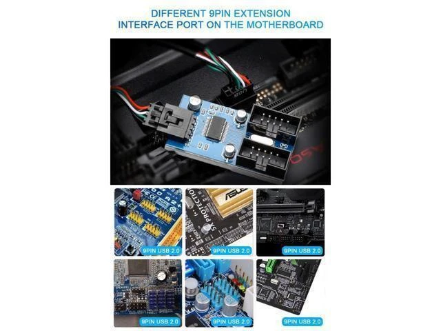 Alt view image 8 of 12 - Motherboard USB 2.0 9pin Header 1 to 4 Extension Hub Splitter Adapter - Converter MB USB 2.0 Female to 4 Female - 30CM Cable USB 9-pin Internal Cable 9 pin Connector Adapter Port Multiplier