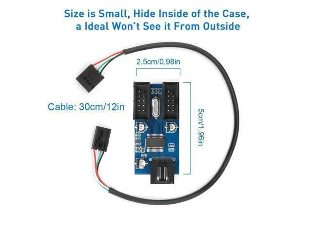 Alt view image 11 of 12 - Motherboard USB 2.0 9pin Header 1 to 4 Extension Hub Splitter Adapter - Converter MB USB 2.0 Female to 4 Female - 30CM Cable USB 9-pin Internal Cable 9 pin Connector Adapter Port Multiplier