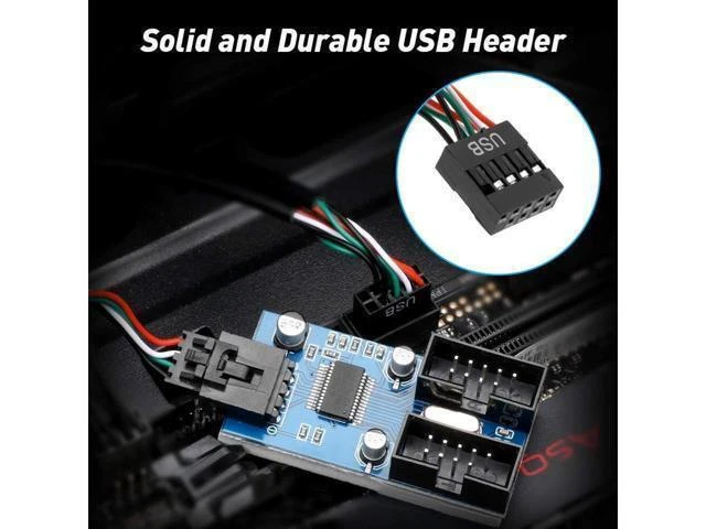 Alt view image 12 of 12 - Motherboard USB 2.0 9pin Header 1 to 4 Extension Hub Splitter Adapter - Converter MB USB 2.0 Female to 4 Female - 30CM Cable USB 9-pin Internal Cable 9 pin Connector Adapter Port Multiplier