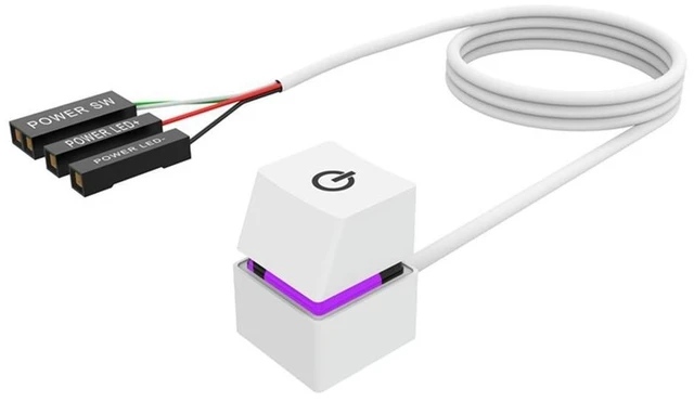 Alt view image 3 of 3 - SOEWIOU 2M Portable LED Lights Computer Desktop Switch PC External Start Power On/Off Button Extension Cable, RGB Light