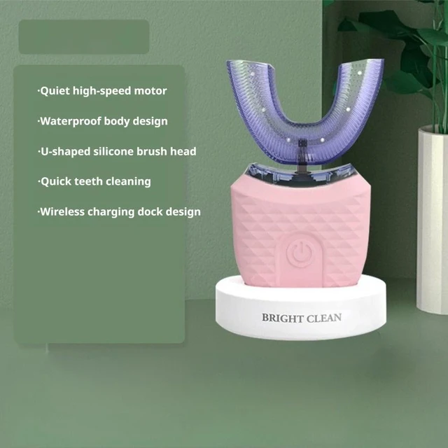 Alt view image 10 of 11 - SOEWIOU U-Shaped Electric Toothbrush for Adults, Automatic Sonic Tooth Cleaner, Soft Bristles, Rechargeable, Waterproof, Pink