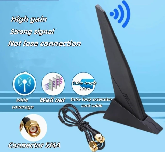 Alt view image 9 of 14 - SOEWIOU External WiFi 6 6E Antenna 2.4G/5G Magnetic Base Antenna PC Desktop Computer for Asus Rog Strix Z690 B460 B360 H610 H670 M13H M12 M11 WiFi 2T2R Motherboard Card (Cable 80cm/2.7ft)