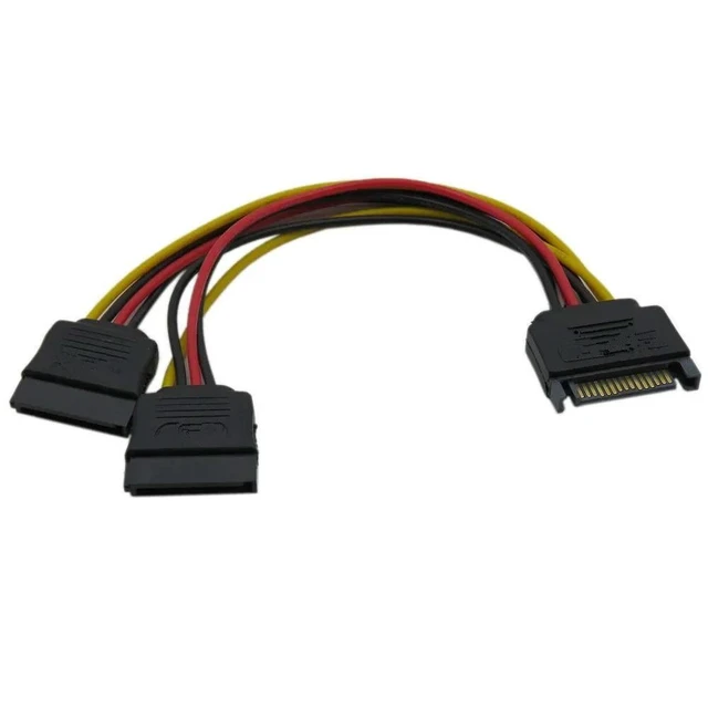 Alt view image 3 of 3 - SOEWIOU 10pcs/lot 15 Pin SATA Male to 2 SATA Splitter Female Power Cable