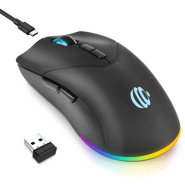 Alt view image 8 of 14 - SOEWIOU Wireless Bluetooth Mouse, Rechargeable USB Optical Mouse, 3 Adjustable DPI, LED Silent Dual Mode(Bluetooth 5.2 and 2.4G) Wireless Mouse for Laptop, PC, MacIpadWide Compatibility. (Black)