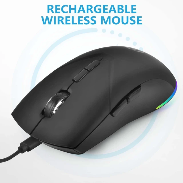 Alt view image 14 of 14 - SOEWIOU Wireless Bluetooth Mouse, Rechargeable USB Optical Mouse, 3 Adjustable DPI, LED Silent Dual Mode(Bluetooth 5.2 and 2.4G) Wireless Mouse for Laptop, PC, MacIpadWide Compatibility. (Black)