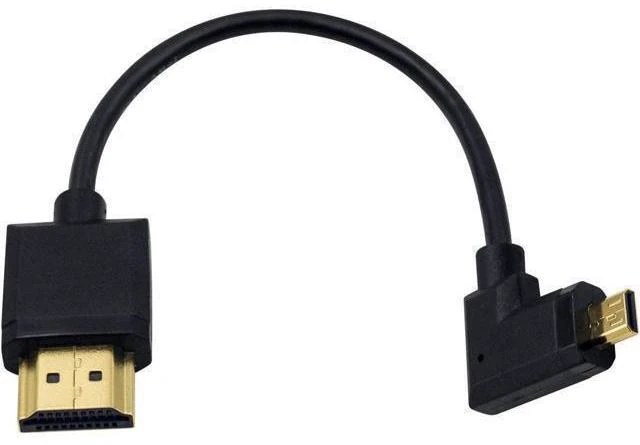 Alt view image 8 of 14 - Micro HDMI to Standard HDMI Cable Micro HDMI to HDMI Adapter Cable Extreme Thin Right Angled Micro HDMI Male to HDMI Male Cable for 1080P 4K UltraHD 3D Ethernet (6 inch/ 15cm)