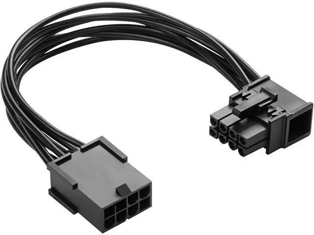 Alt view image 8 of 14 - 8-Pin Extension Cord PCIE 8 Pin Female to Right Angle Male PCIE Express Power Adapter Cable for Graphics Card 18AWG 15CM/5.9Inch (Left)