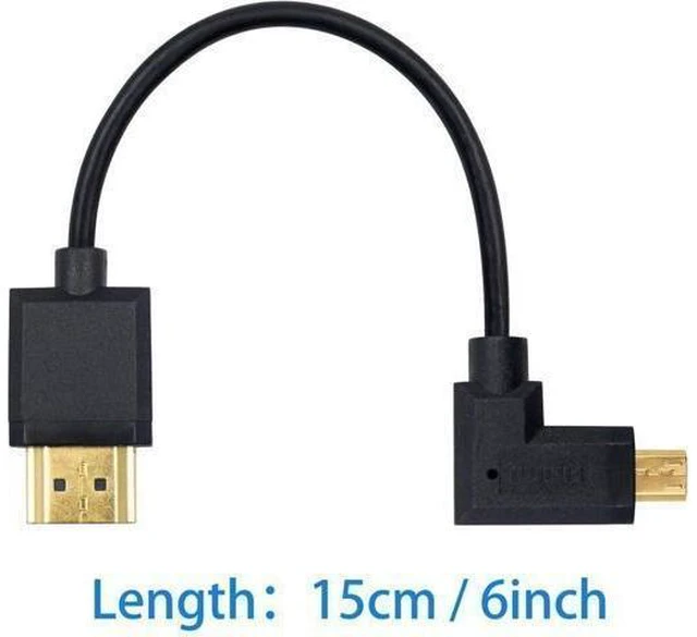 Alt view image 11 of 14 - Micro HDMI to Standard HDMI Cable Micro HDMI to HDMI Adapter Cable Extreme Thin Right Angled Micro HDMI Male to HDMI Male Cable for 1080P 4K UltraHD 3D Ethernet (6 inch/ 15cm)