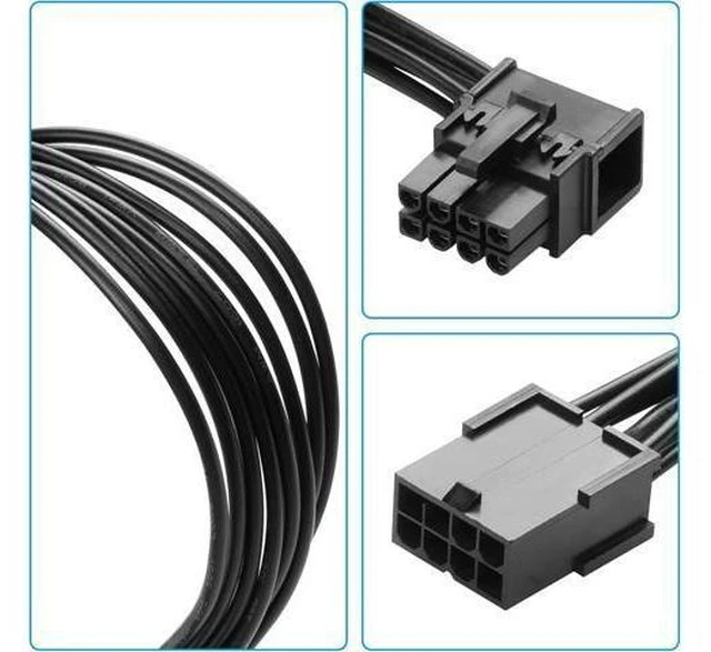 Alt view image 13 of 14 - 8-Pin Extension Cord PCIE 8 Pin Female to Right Angle Male PCIE Express Power Adapter Cable for Graphics Card 18AWG 15CM/5.9Inch (Left)