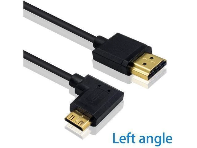 Alt view image 9 of 14 - Mini HDMI to Standard HDMI Cable HDMI to Mini HDMI Cable Ultra-Thin Left Angled 90 Degree Mini HDMI Male to HDMI Male Cable Support 4K Ultra HD 1080p 3D(HDMI 2.0) (15cm/6 inch)