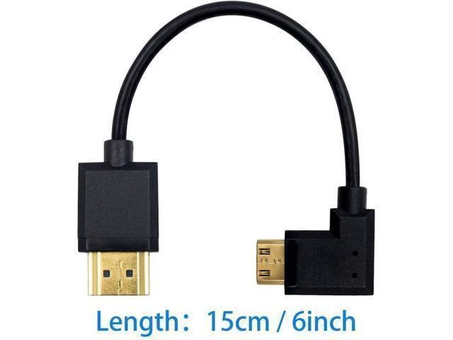 Alt view image 11 of 14 - Mini HDMI to Standard HDMI Cable HDMI to Mini HDMI Cable Ultra-Thin Left Angled 90 Degree Mini HDMI Male to HDMI Male Cable Support 4K Ultra HD 1080p 3D(HDMI 2.0) (15cm/6 inch)