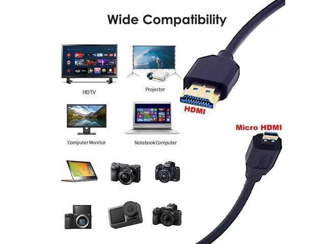 Alt view image 9 of 10 - 1ft Micro HDMI to HDMI 8K Cable, 2.1 Version 48Gpbs Straight Micro HDMI Male to Straight HDMI Male UHD 3D Cable for Xbox PS4 PS5 TV Switch, 8K@60HZ